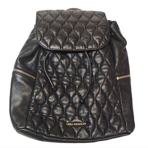 Vera Bradley Amy Quilted Leather Backpack Pre Owned Condition Black